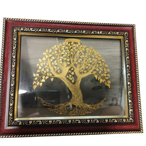 Diviniti 24K GP Tree of Life Framed Art Intricate Red Gold Border 3D Design - Picture 1 of 9